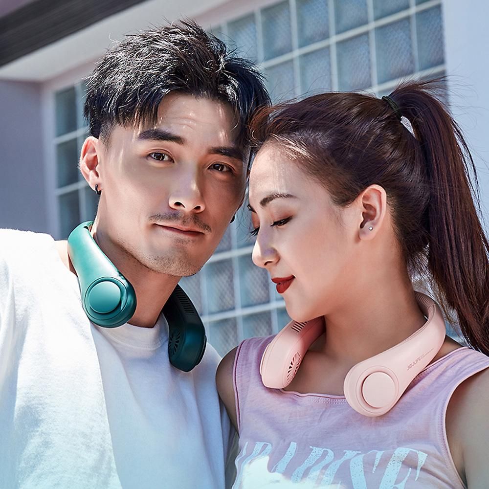 JISULIFE Portable Neck Fan Cordless Bladeless Fan 3 Speeds Adjustable/Low Noise/Type-C Interface/4000mAh Rechargeable/360°Cooling Fans for Home Outdoor