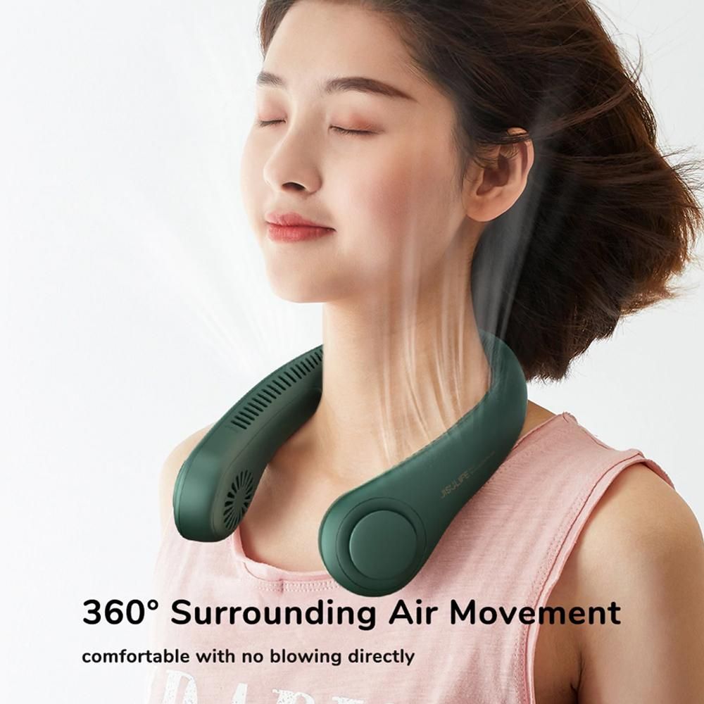 JISULIFE Portable Neck Fan Cordless Bladeless Fan 3 Speeds Adjustable/Low Noise/Type-C Interface/4000mAh Rechargeable/360°Cooling Fans for Home Outdoor