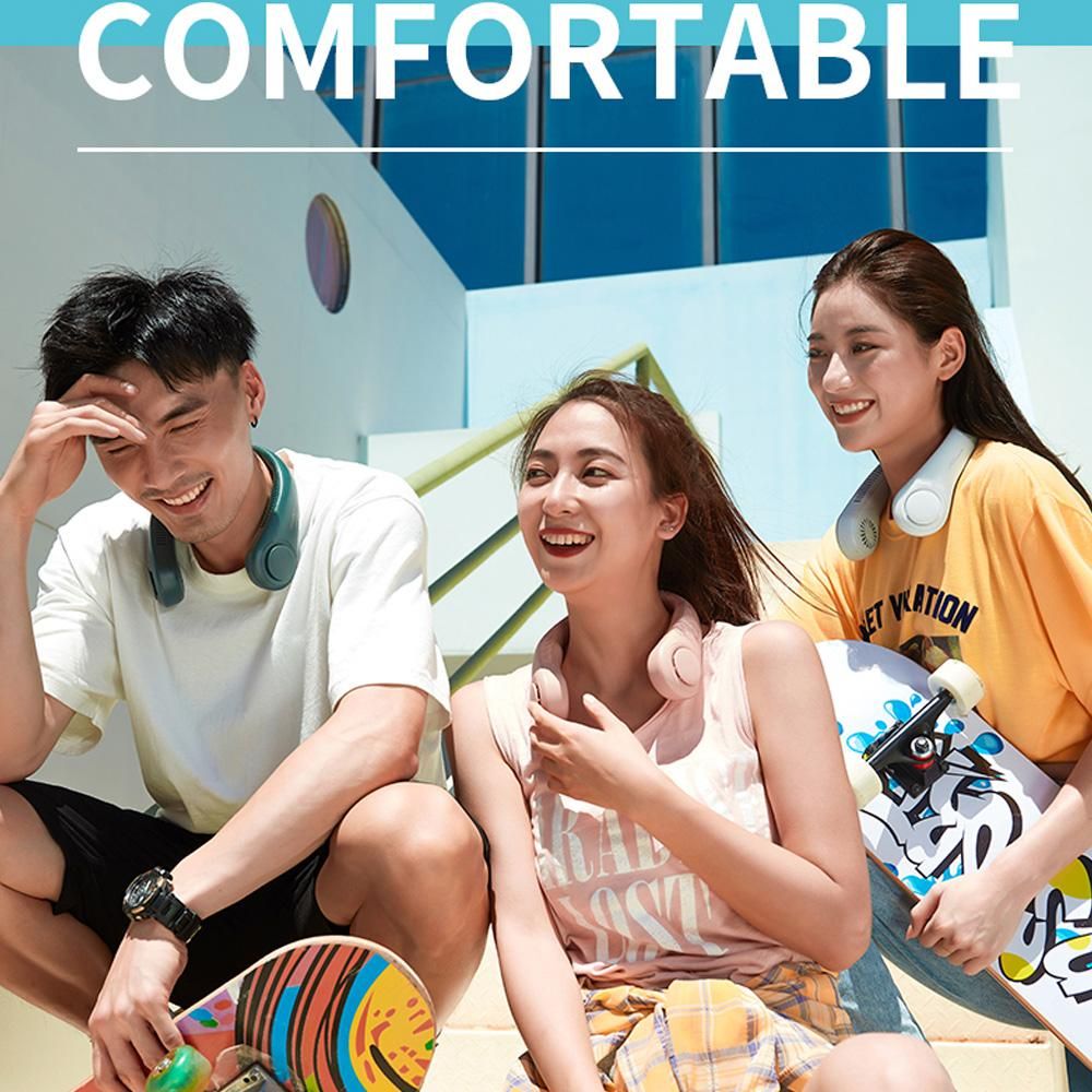 JISULIFE Portable Neck Fan Cordless Bladeless Fan 3 Speeds Adjustable/Low Noise/Type-C Interface/4000mAh Rechargeable/360°Cooling Fans for Home Outdoor