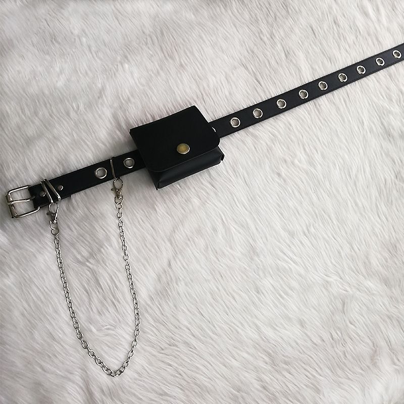Punk JK Uniform Accessories Belts Full Hole Fashion Versatile Trouser Belt For Women Jeans Bag Belt Chain Waistband Girl Student(#Black)