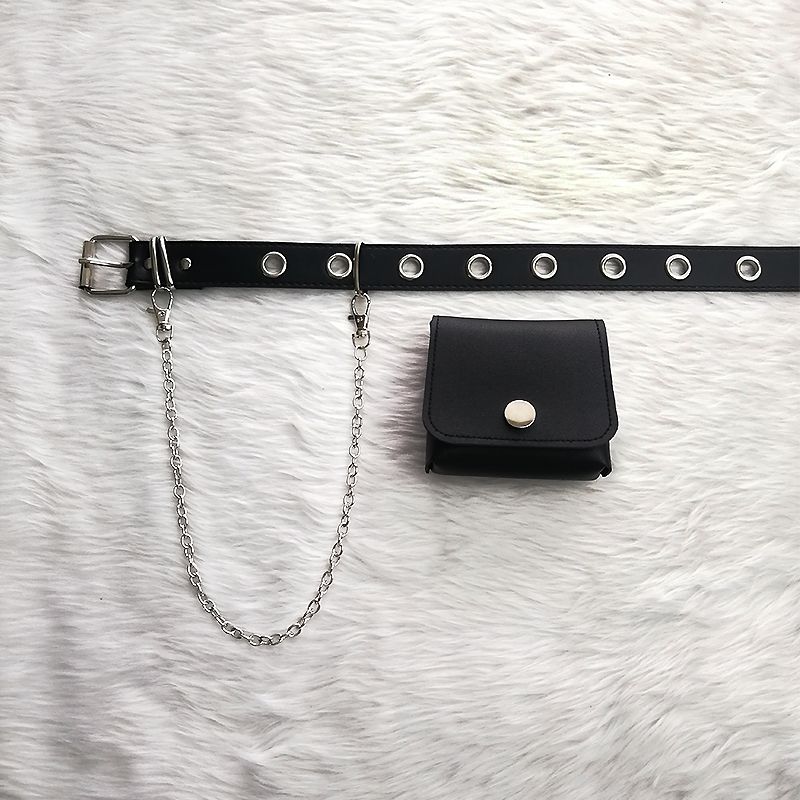 Punk JK Uniform Accessories Belts Full Hole Fashion Versatile Trouser Belt For Women Jeans Bag Belt Chain Waistband Girl Student(#Black)