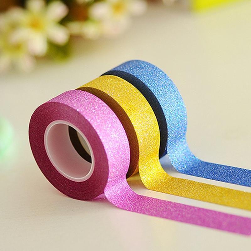 1.5cm x 10m Glitter Sparkle Washi Tape Self Adhesive-Silver