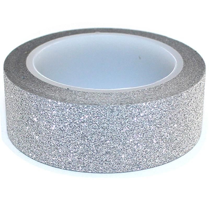 1.5cm x 10m Glitter Sparkle Washi Tape Self Adhesive-Silver