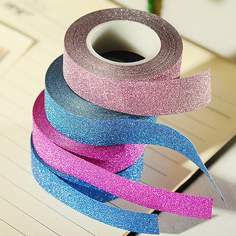 1.5cm x 10m Glitter Sparkle Washi Tape Self Adhesive-Silver
