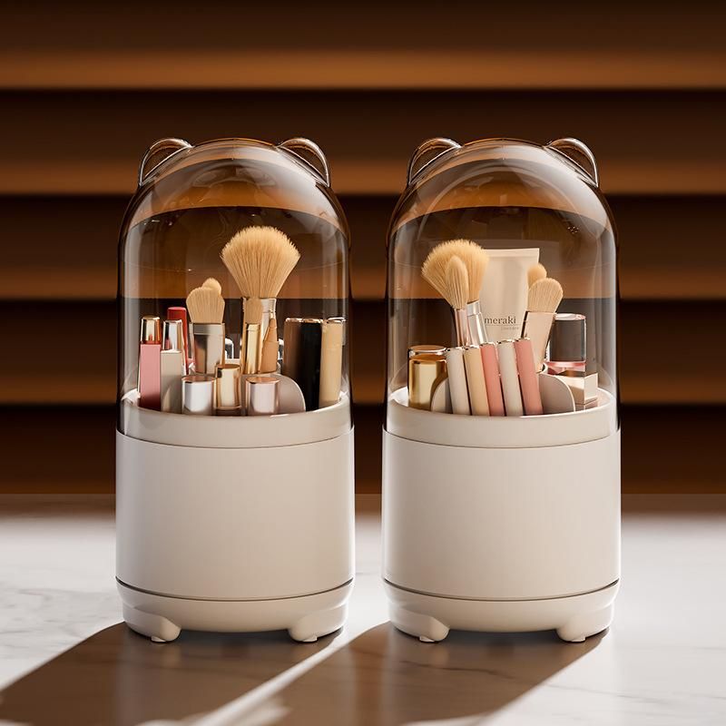 Dustproof Pen Holder 360 ° Rotating Cosmetic Brush Storage Box Transparent Eyebrow Pencil Eye Shadow Brush Storage Tube Lipstick Finishing Box