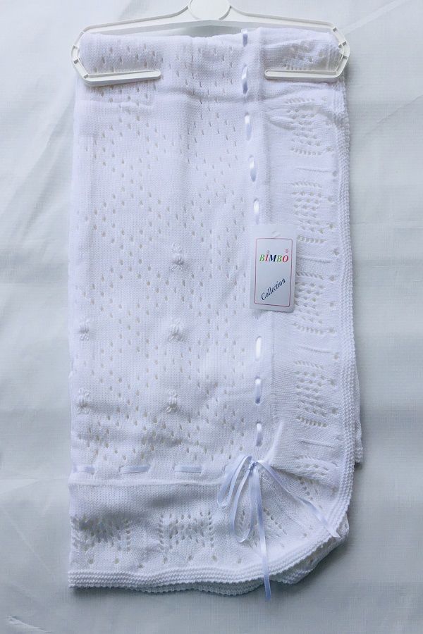 Christening Baby Shawl Kite Dot- White