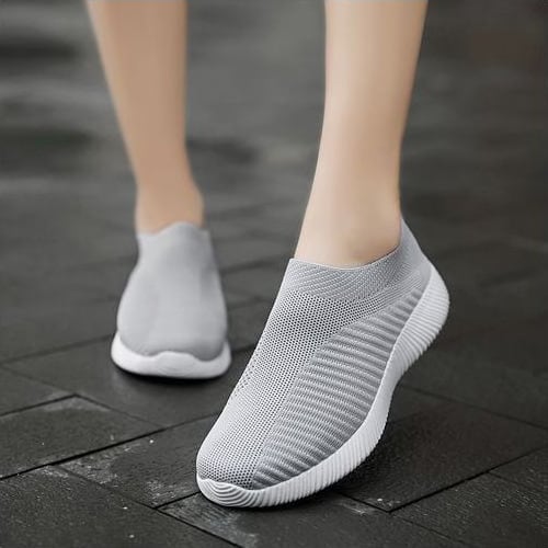 Women Comfy Breathable Sneakers - Grey