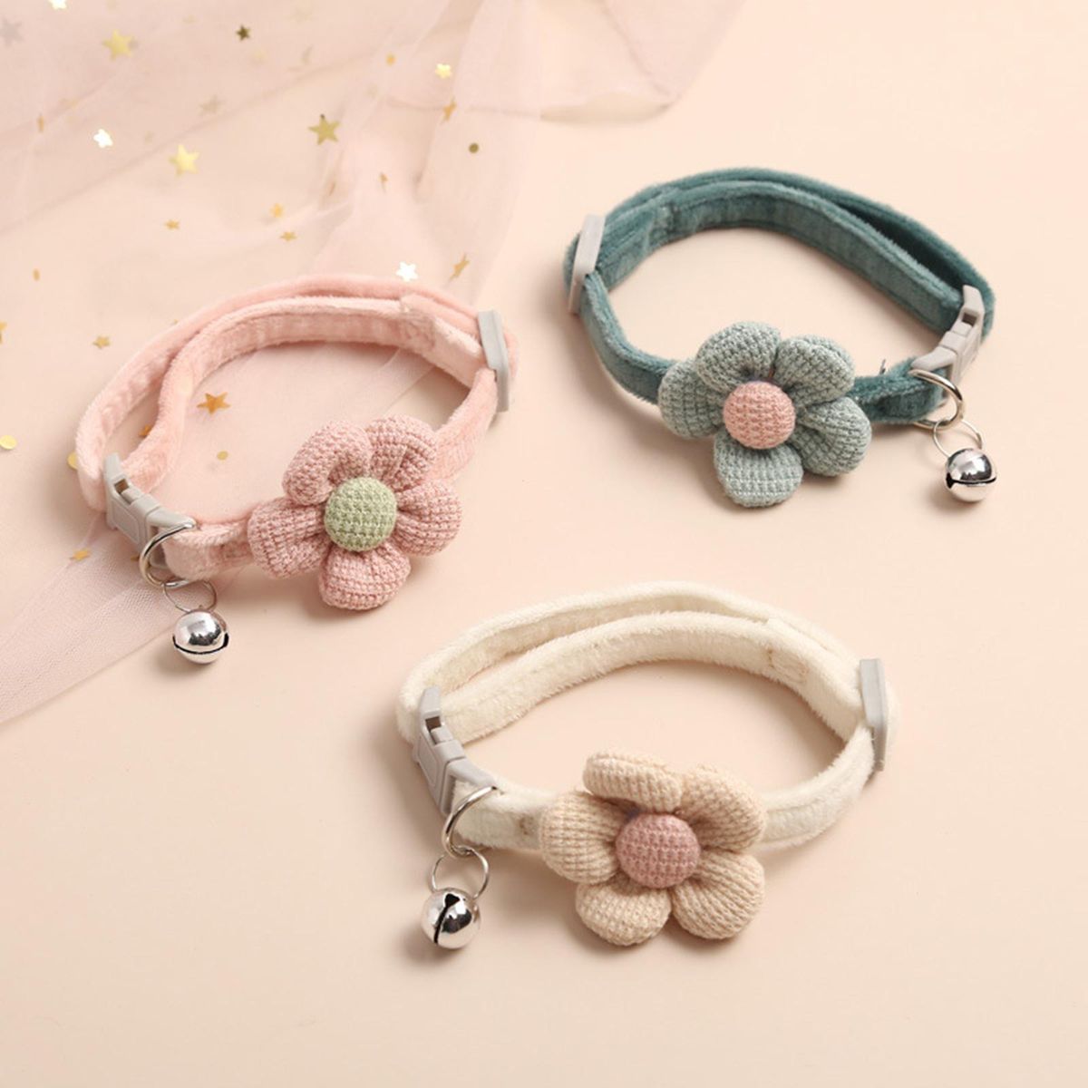 Cat Choker Necklace With  Collars Bell Dark Green