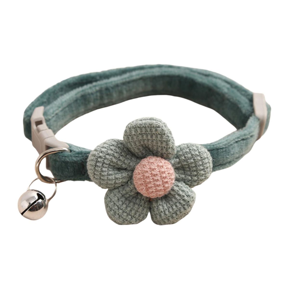 Cat Choker Necklace With  Collars Bell Dark Green