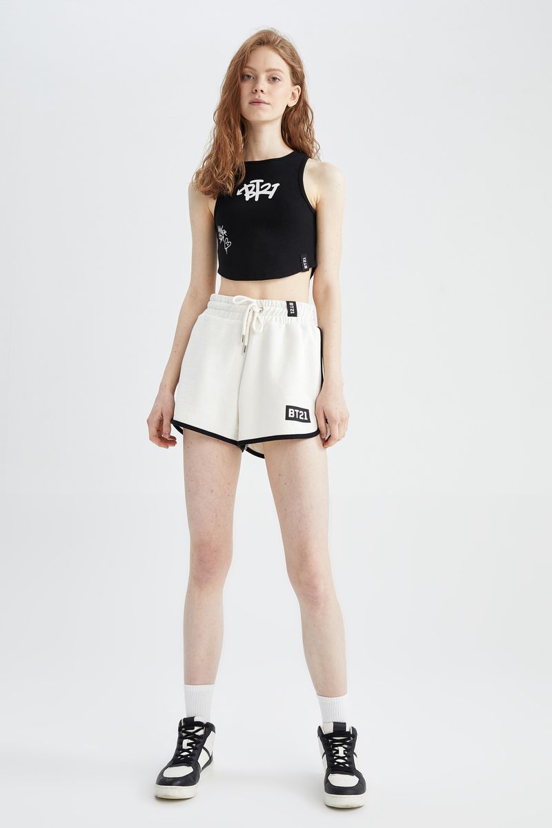 Woman Fitted Halter Collar Knitted Athlete-Black