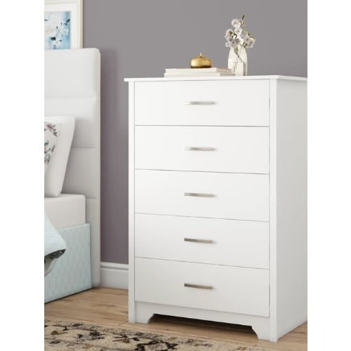 J Best  5 Drawer Chest - White