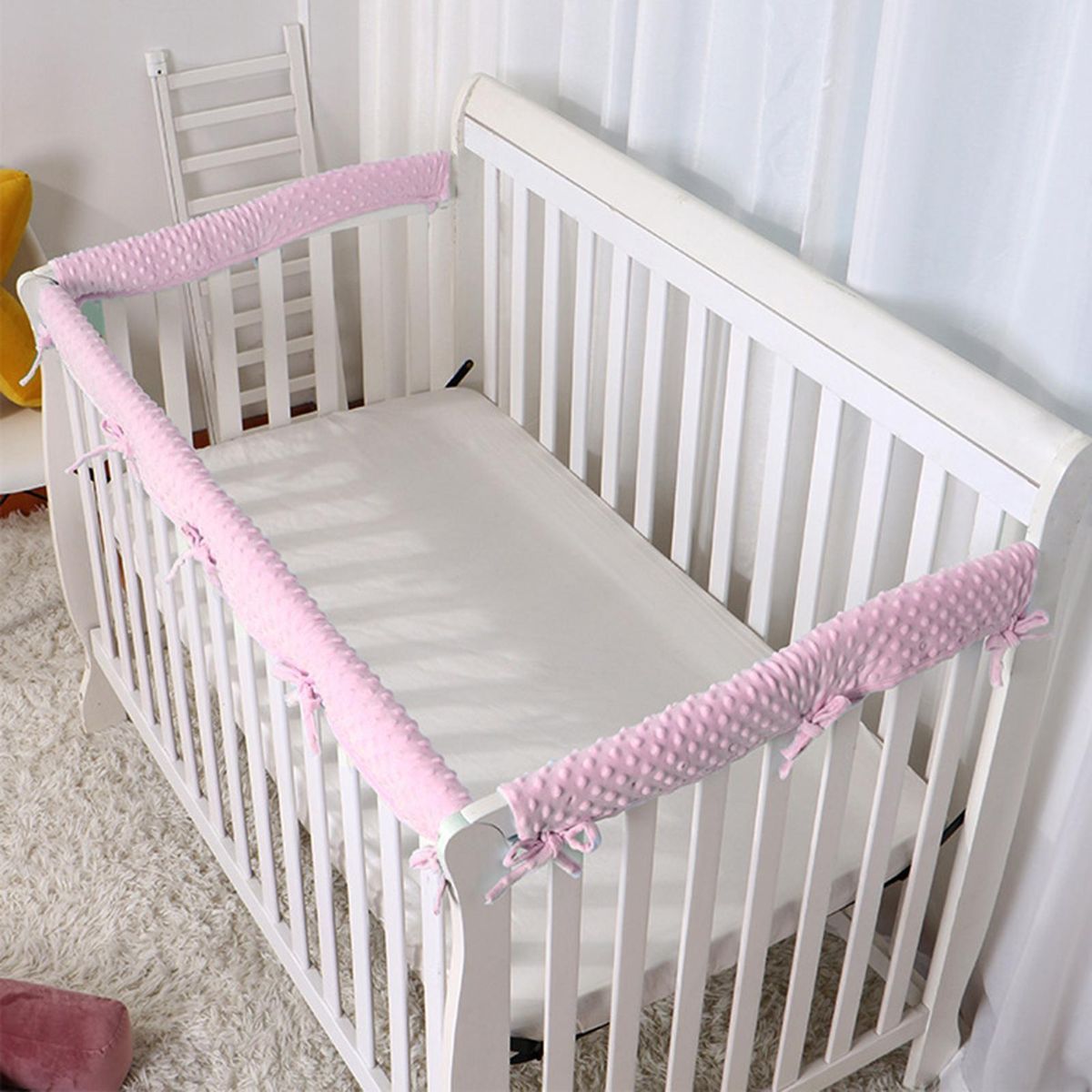 Bed Rail for Children Beds Soft Safe Bed Rail Protection Set Baby Pink