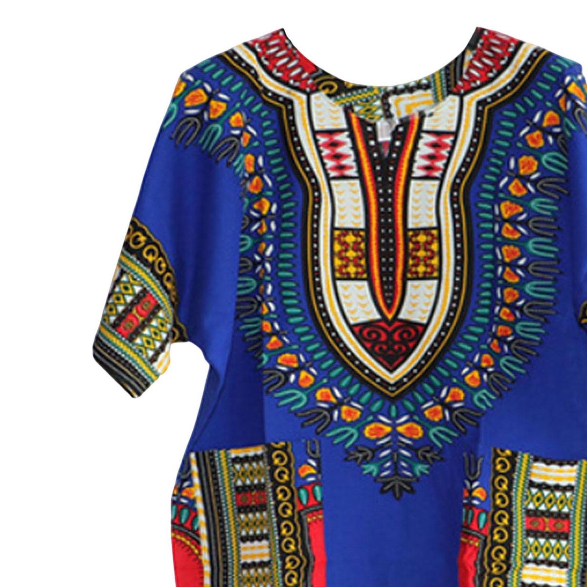 African Dashiki T Shirt Bright Colour Traditional Style One Size  Blue