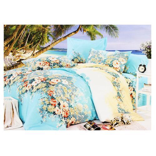 Blue Flower Single N Double Queen King Size Bed Set Pillowca