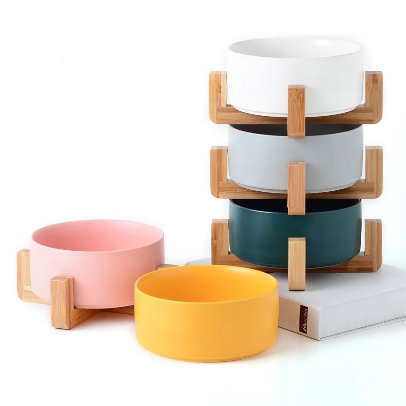 Pet Food Bowl 13cm/400ml Pet Ceramic Bowl, Style:2 PCS Bowls