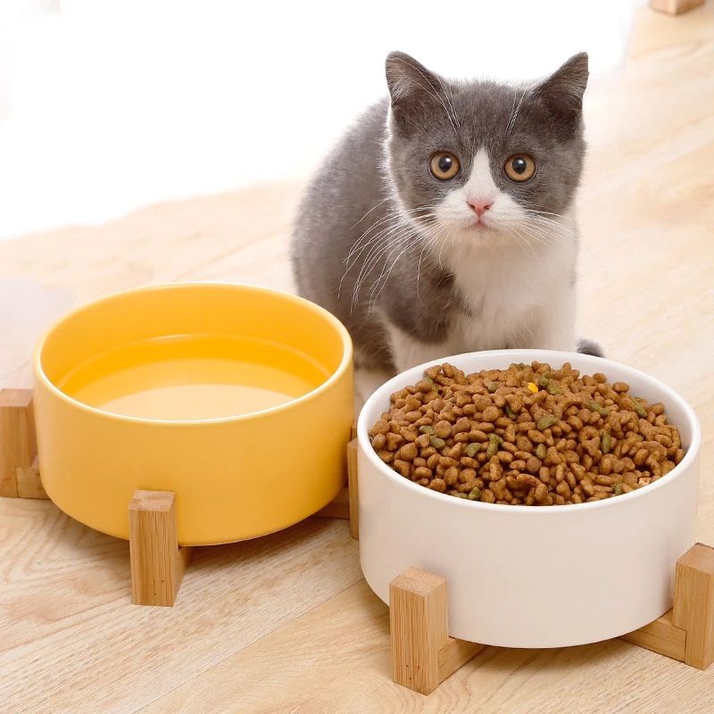 Pet Food Bowl 13cm/400ml Pet Ceramic Bowl, Style:2 PCS Bowls