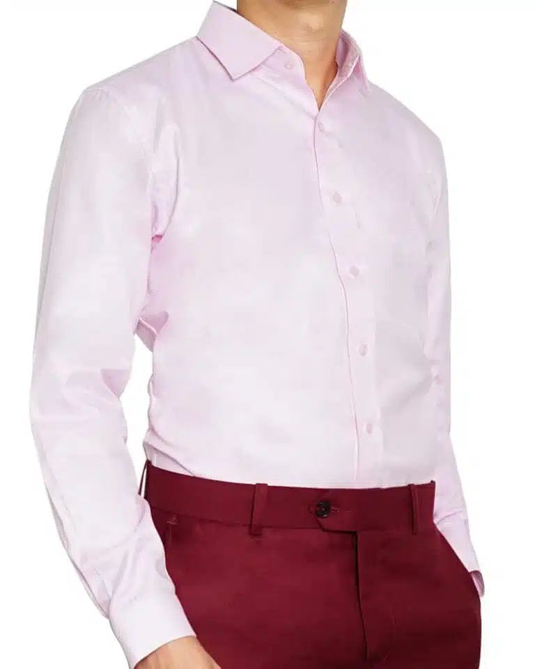 Men‘s Shirt Fashion Formal Long Sleeve Business-Pink