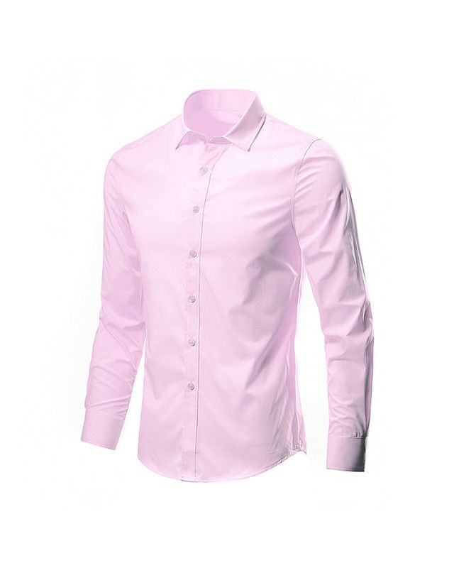 Men‘s Shirt Fashion Formal Long Sleeve Business-Pink