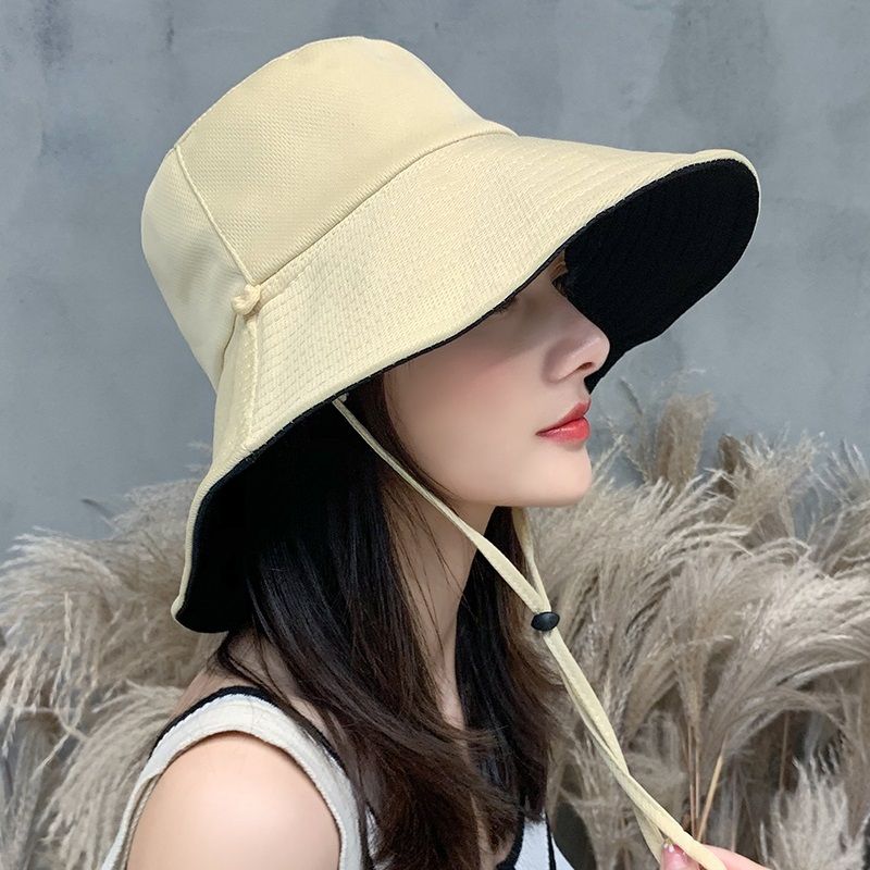 Large Brimmed Women Bucket Hats Double-sided Girl Sun Caps