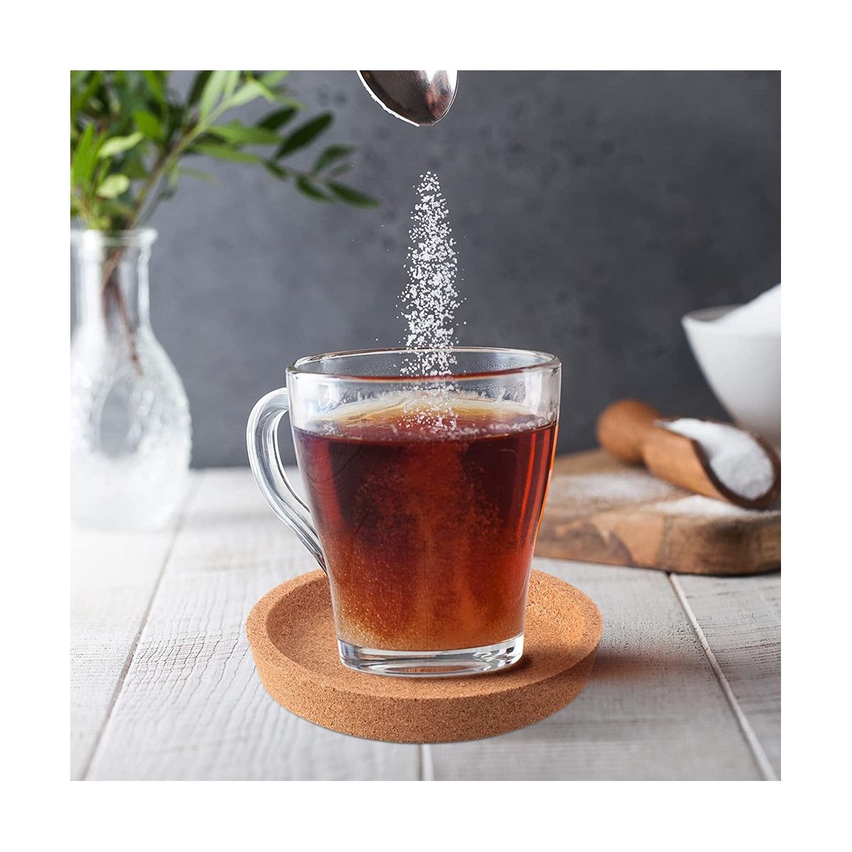 18 Cork Coasters Bulk 4 Inch Round Lip Cup Holder Leak Proof Cork Coasters for Drinks Reusable Absorbent Cup Coaster
