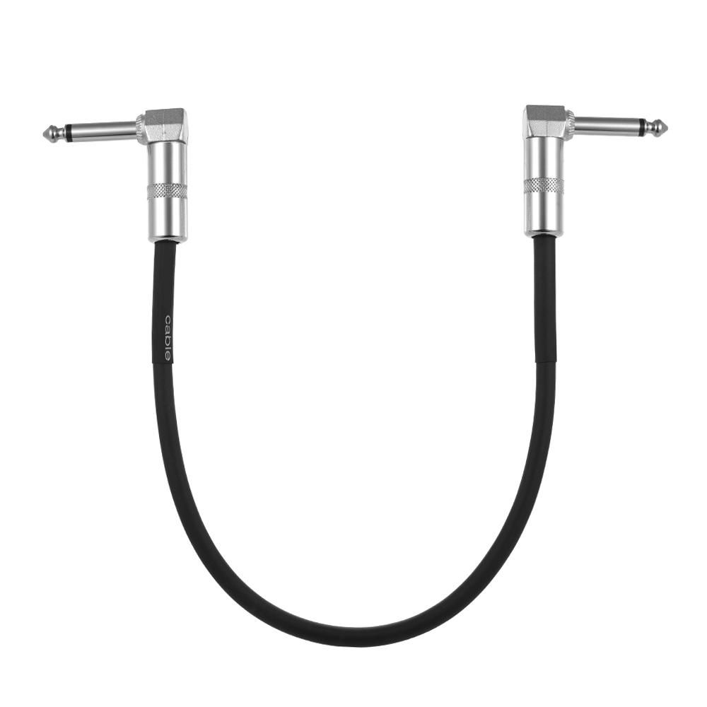 3-Pack Guitar Effect Pedal Instrument Patch Cable 30cm/ 1.0ft Long with 1/4 Inch 6.35mm Silver Right Angle Plug Black PVC Jacket