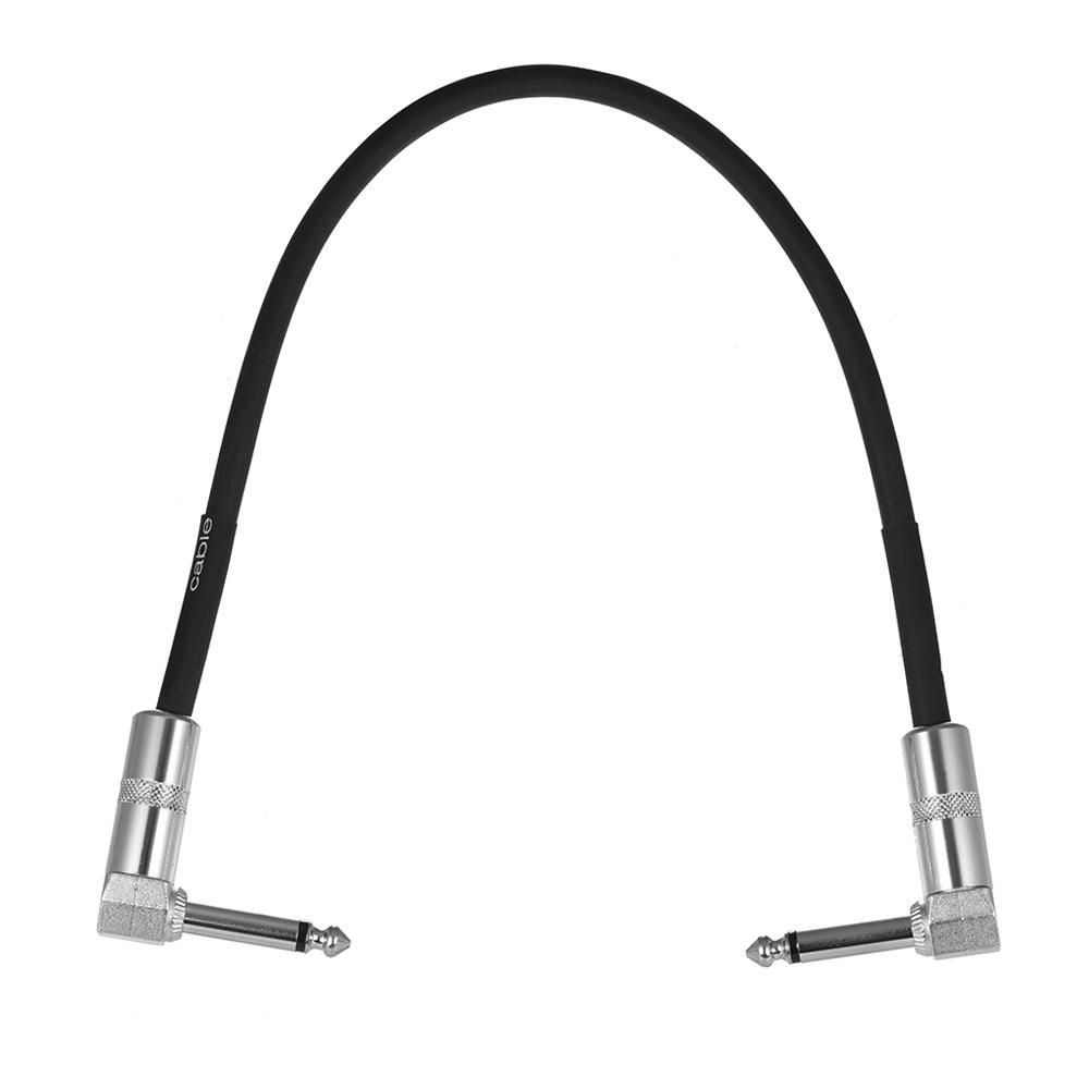 3-Pack Guitar Effect Pedal Instrument Patch Cable 30cm/ 1.0ft Long with 1/4 Inch 6.35mm Silver Right Angle Plug Black PVC Jacket