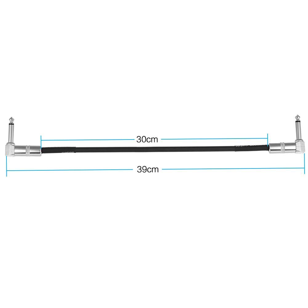 3-Pack Guitar Effect Pedal Instrument Patch Cable 30cm/ 1.0ft Long with 1/4 Inch 6.35mm Silver Right Angle Plug Black PVC Jacket