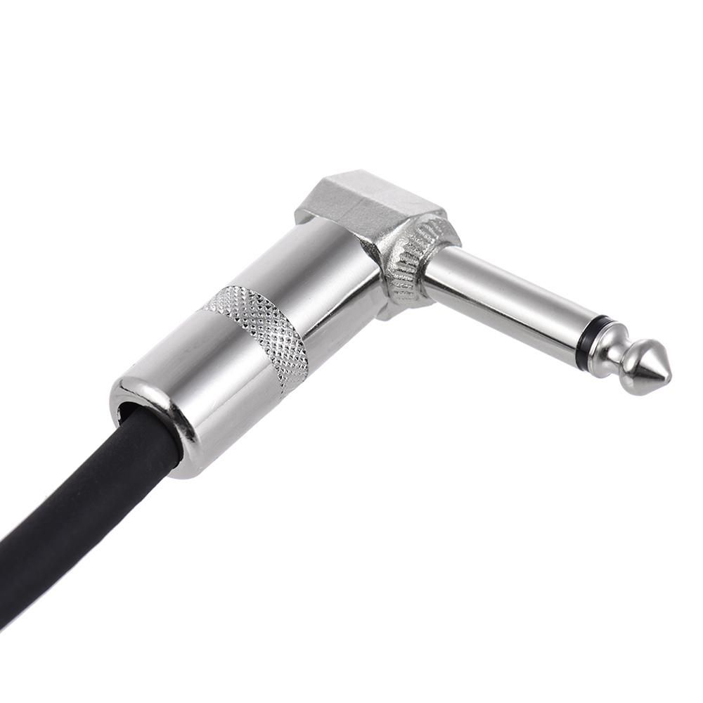 3-Pack Guitar Effect Pedal Instrument Patch Cable 30cm/ 1.0ft Long with 1/4 Inch 6.35mm Silver Right Angle Plug Black PVC Jacket