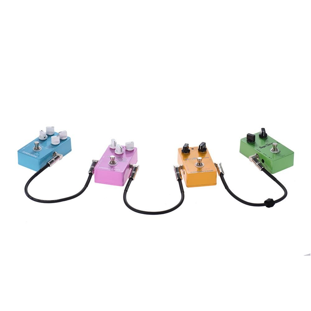 3-Pack Guitar Effect Pedal Instrument Patch Cable 30cm/ 1.0ft Long with 1/4 Inch 6.35mm Silver Right Angle Plug Black PVC Jacket