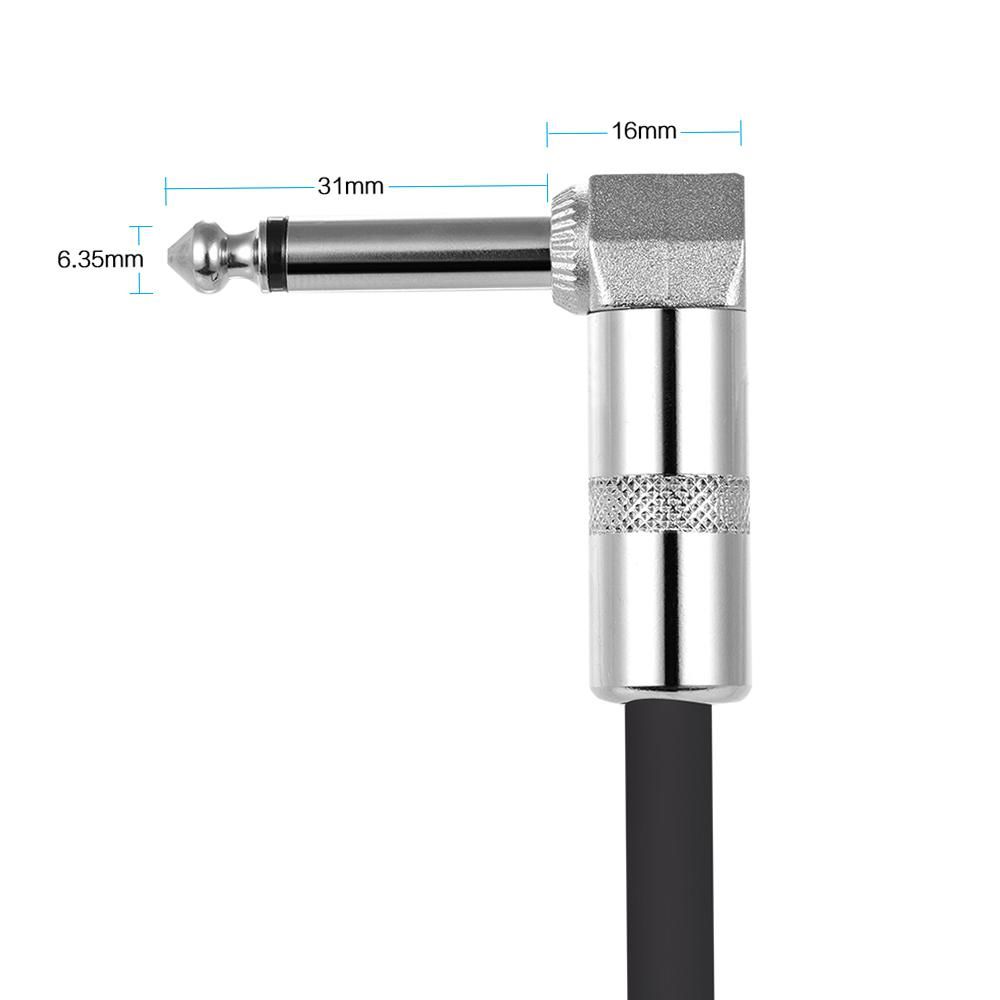 3-Pack Guitar Effect Pedal Instrument Patch Cable 30cm/ 1.0ft Long with 1/4 Inch 6.35mm Silver Right Angle Plug Black PVC Jacket