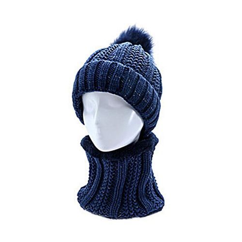 Women Autumn Winter Warm Cold-proof Outdoor Scarf-Navy Blue
