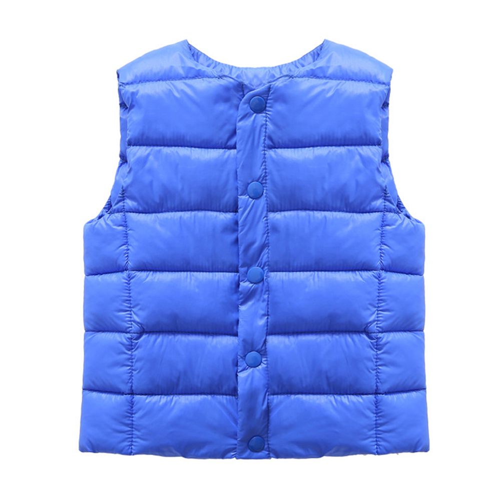 Kids Boys Girl Winter Warm Button Vest-Sapphire Blue