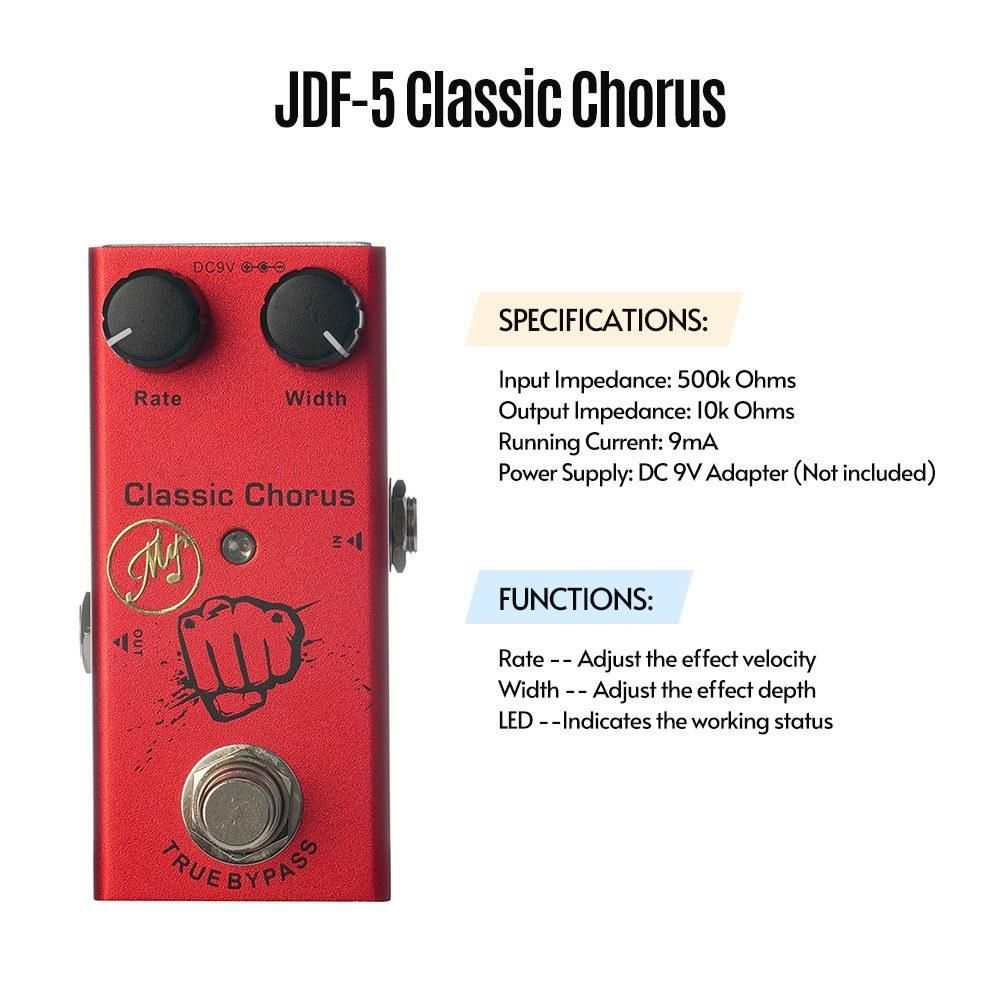 Classic Chorus Effect Pedal for Electric Guitars with True Bypass Portable Mini Single Guitar Pedal DC 9V Red
