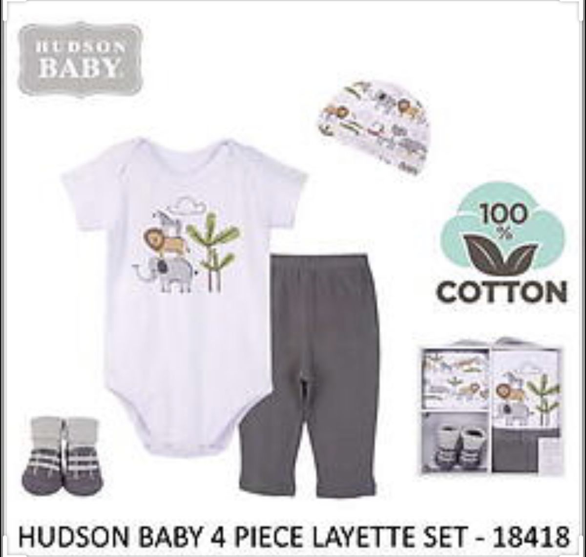 NEWBORN BABY 4pcs LAYETTE GIFT SET - LEOPARD (0 - 6 MONTHS)