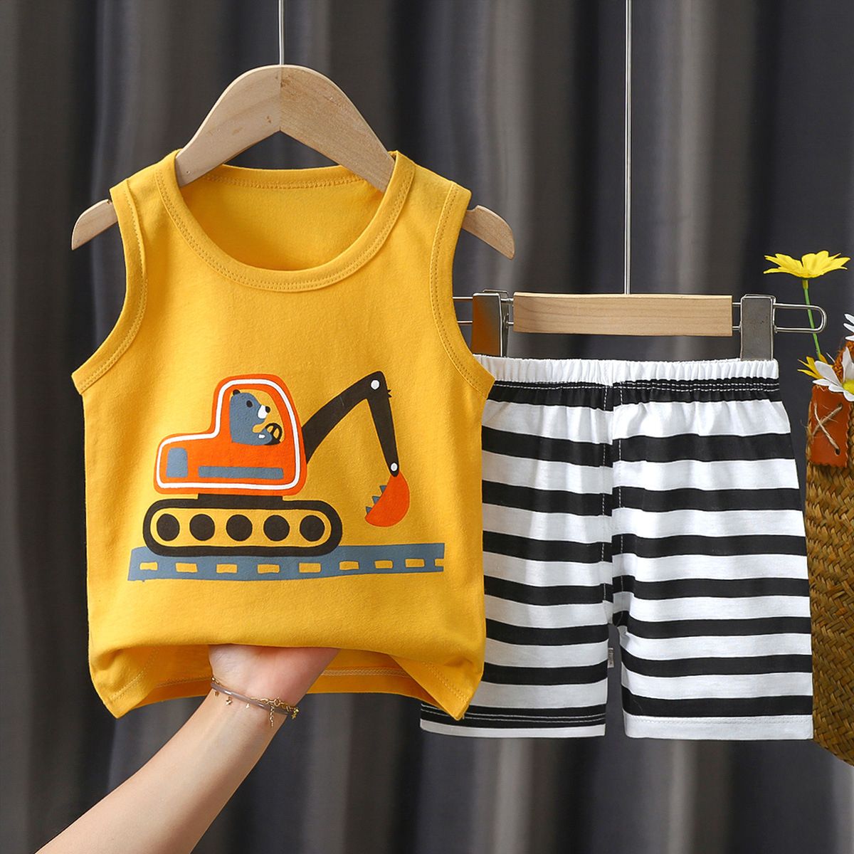 Summer Pure Cotton New Children's Vest Suit-H