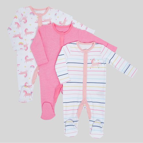 Baby Girls Cotton Sleepsuits - 3 Piece