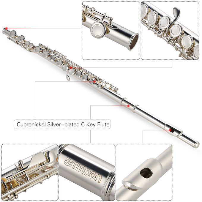 Ammoon High Quality Flute Cupronickel Silver Plated 16
