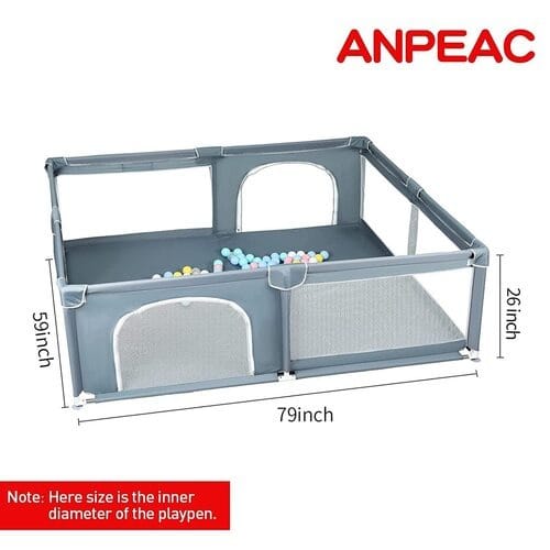 ANPEAC Playpen For Babies With Ocean Balls & Pull Rings