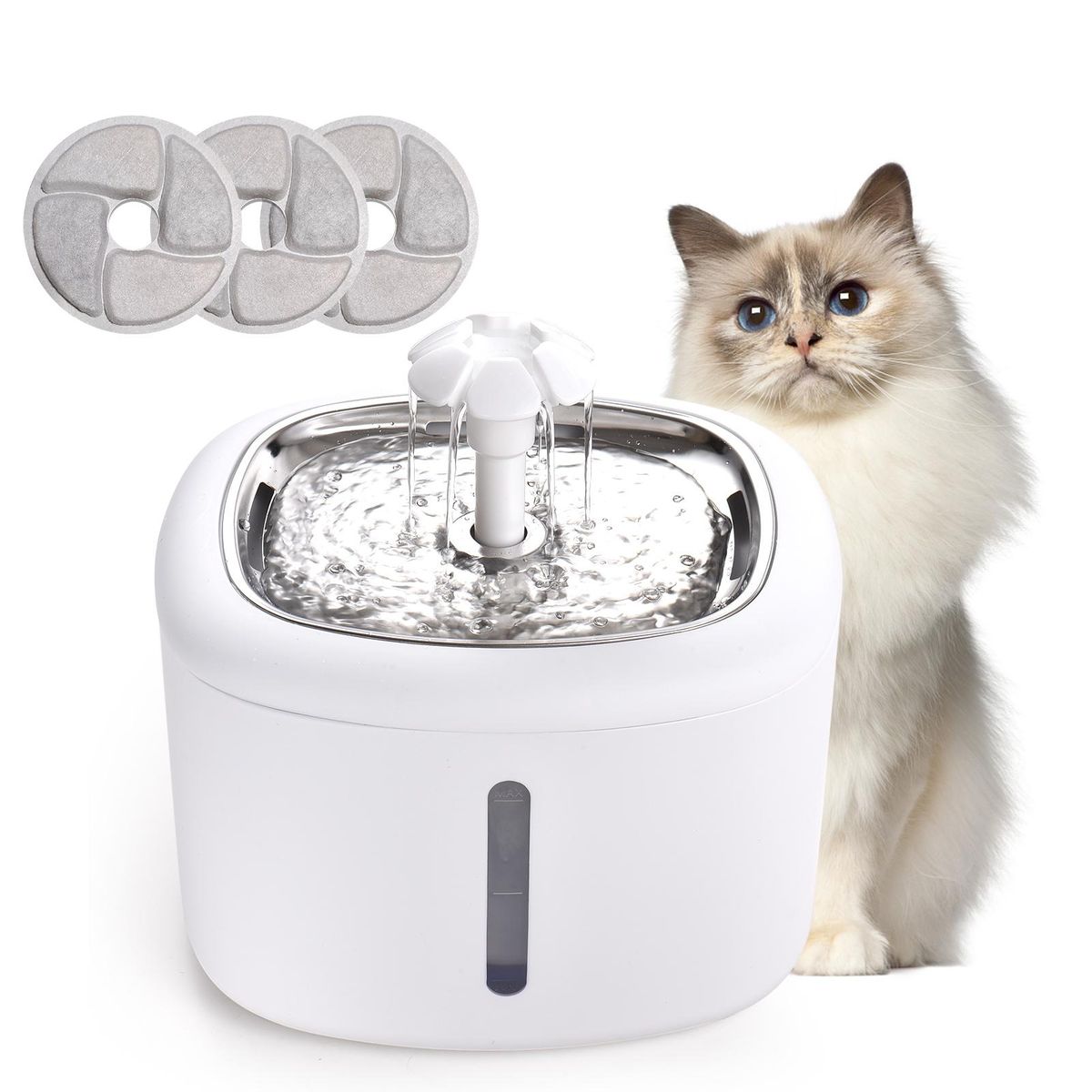 Automatic Cat Water Fountain Dog Water Dispenser 2.5L Pet Fountain with 3 Replacement Filters for Multiple Pets