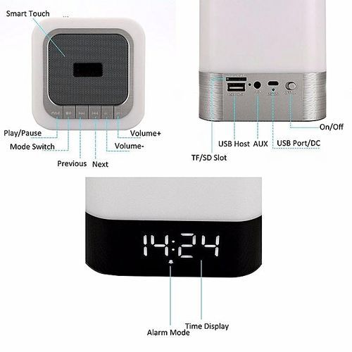 Hot SellDY28 MUSKY Wireless Bluetooth Speaker With Touchable LED Table Lamp Alarm Clock HT-S