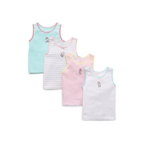 Girls Cotton Vests- Pack Of 4