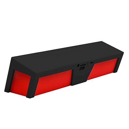Portable Super Bass Hi-fi Bluetooth Hands-free Stereo Speaker Music Player With MIC Alarm Clock FM Radio TF Card Slot USB 3.5mm AUX-IN For IPhone IPad IPod Cellphones PC MP3 (Black+red) HT-S