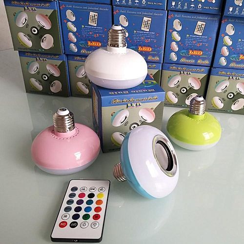 Intelligent Light Wireless Bluetooth 3.0 12W E27 LED Speaker Audio Music Playing Bulb Lamp RGB Change With Remote Controller New HT-S