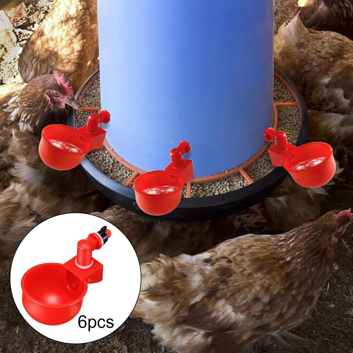 6Pcs Automatic Chicken Drinkers Waterers Cups For Pigeon Chicks Red