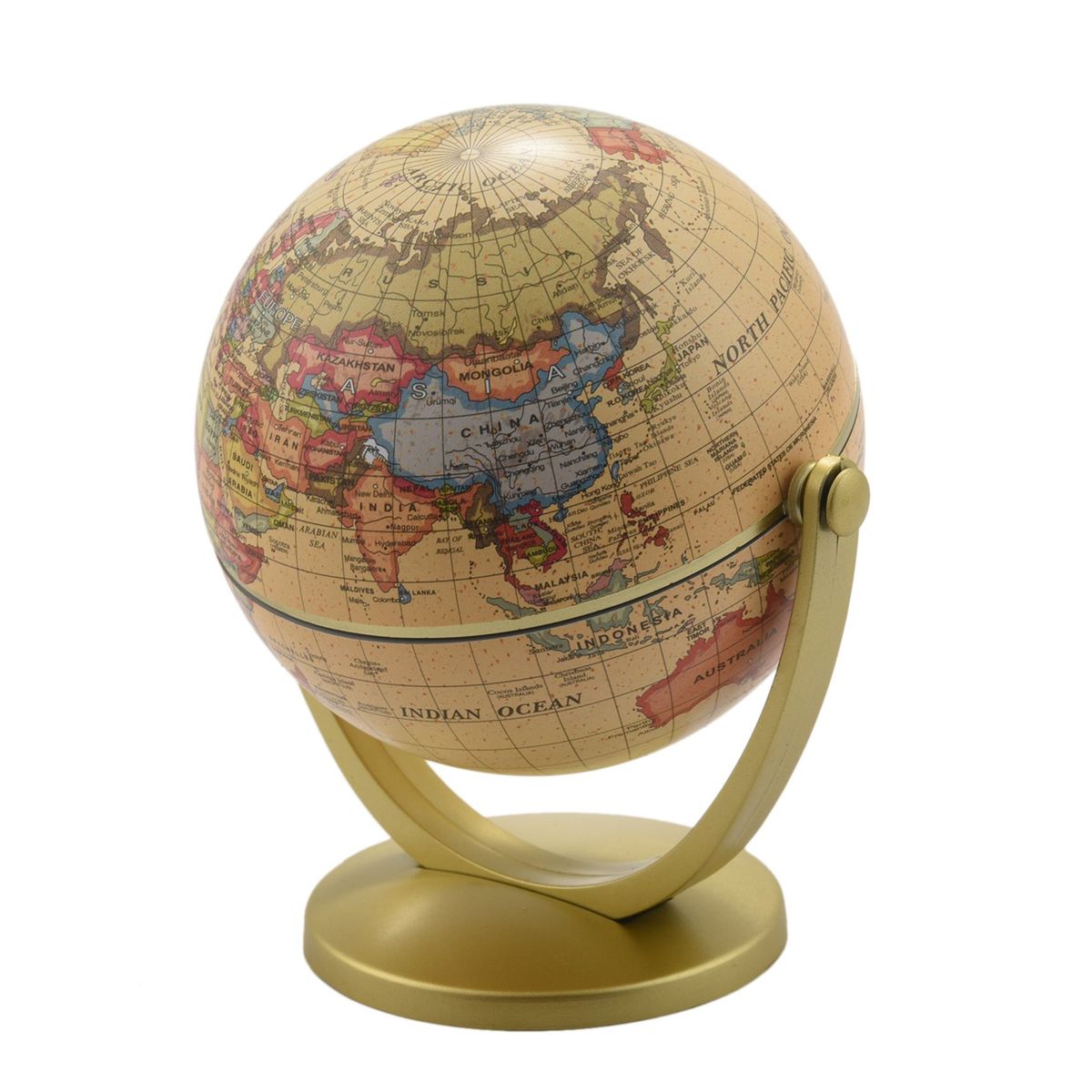 Retro Rotating World Globe Geography Educational Learning