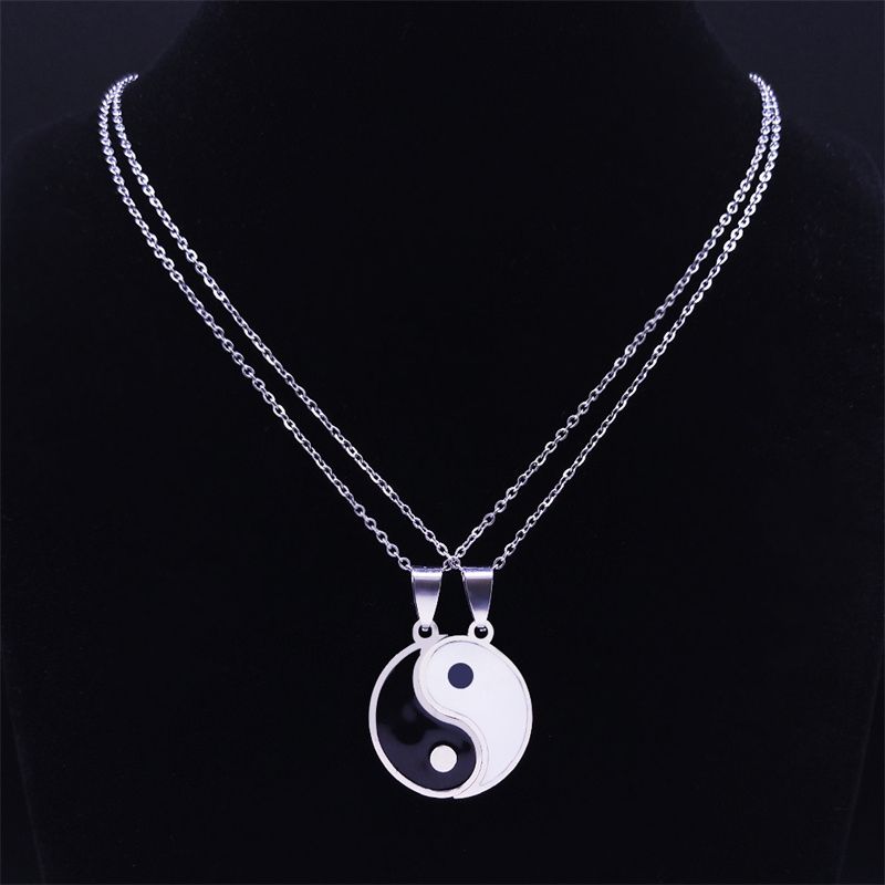 2pcs Yin Yang Stainless Steel Necklaces Couple Pendants For Bestfriends Gift
