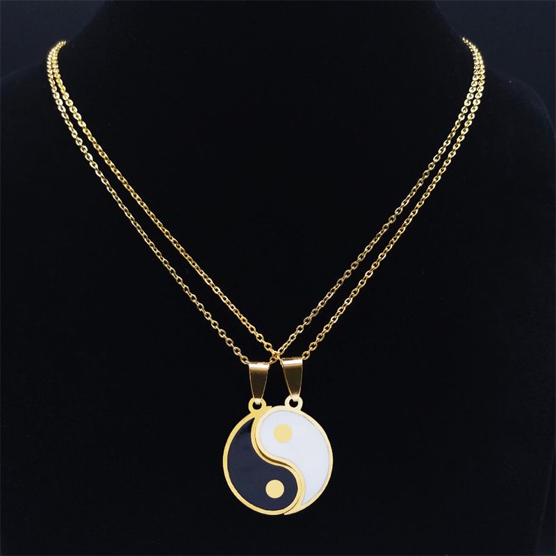 2pcs Yin Yang Stainless Steel Necklaces Couple Pendants For Bestfriends Gift