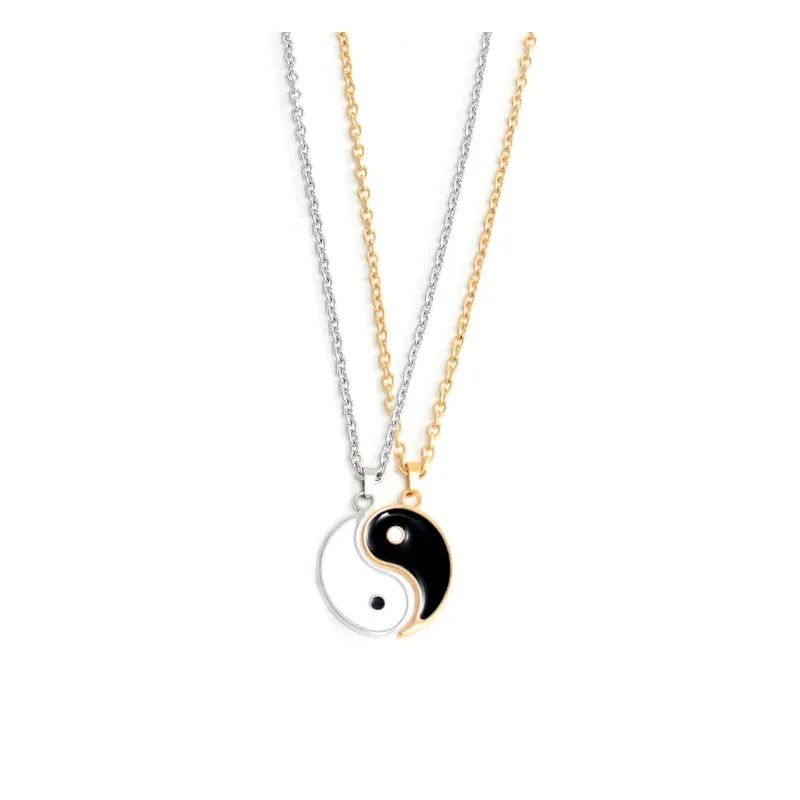2pcs Yin Yang Stainless Steel Necklaces Couple Pendants For Bestfriends Gift