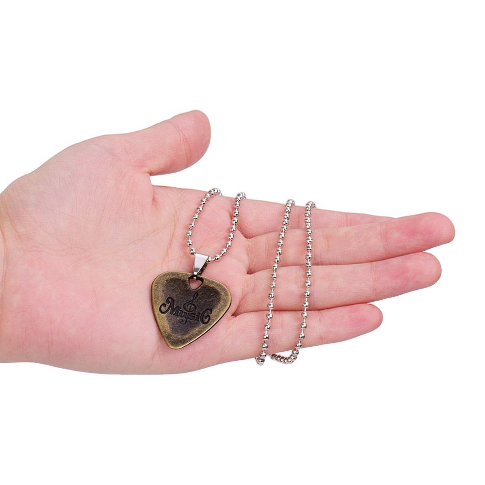 Metal Guitar Pick Necklace Zinc Alloy 1.2mm Thickness With