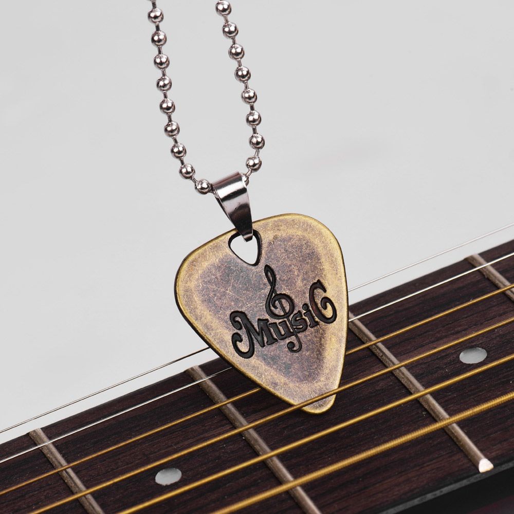 Metal Guitar Pick Necklace Zinc Alloy 1.2mm Thickness With